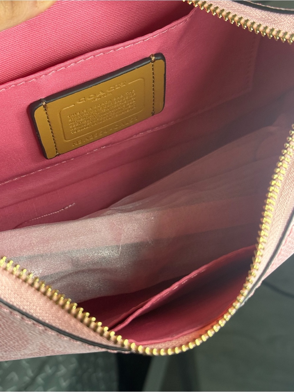 Coach Pink Signature Chain Shoulder Bag with Gold Hardware - Picture 6 of 6